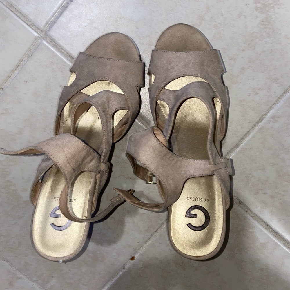 Beige wedge heels